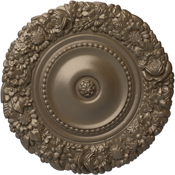 Ekena Millwork Marseille Ceiling Medallion (Fits Canopies up to 7 3/8"), Hand-Painted Warm Silver, 21"OD x 2"P CM21MAWSS - main